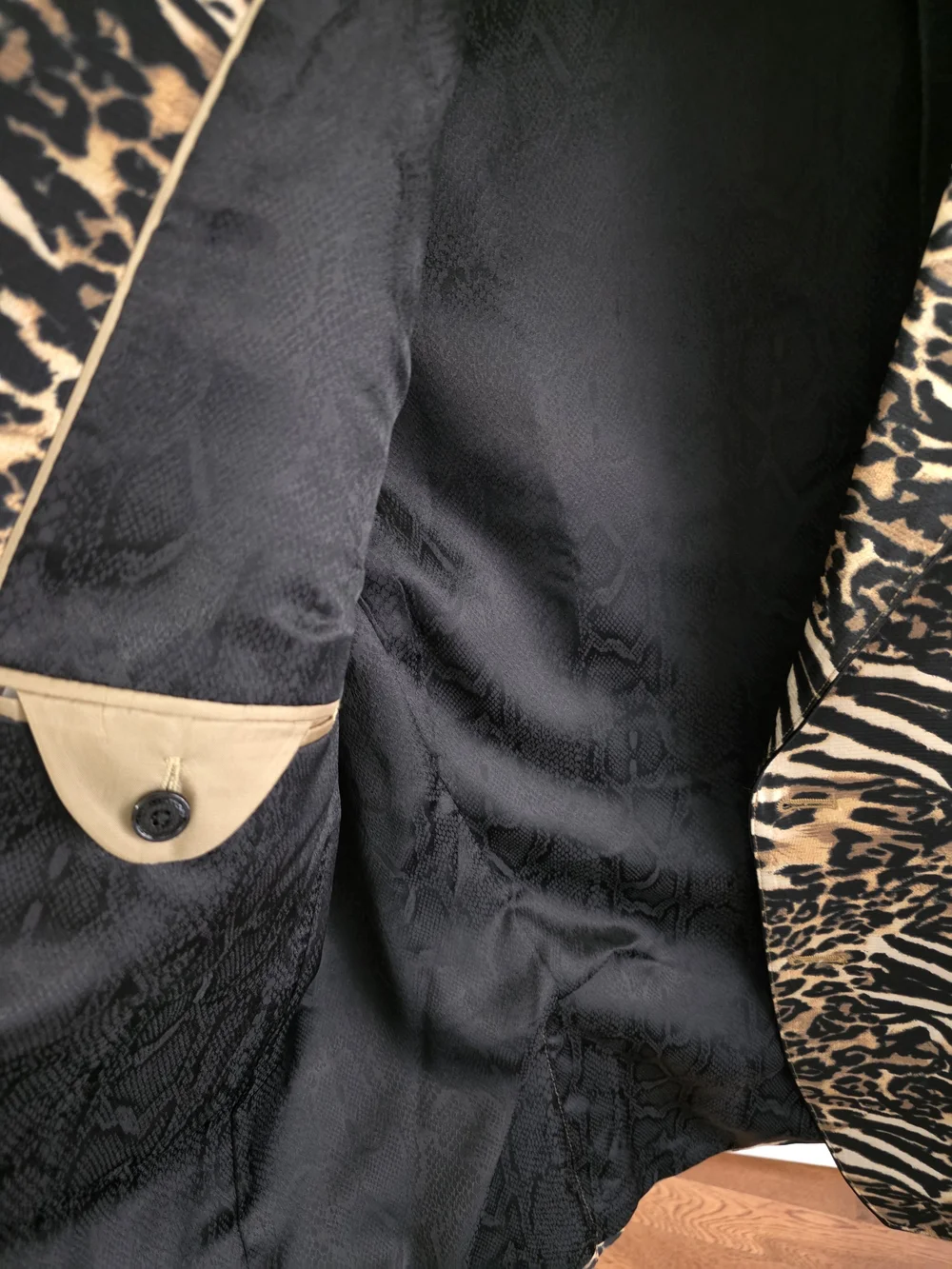 Tallia Men Leopard Animal Print Blazer 48R in Black and Tan